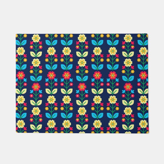Colorful Floral Pattern Doormat (Front)