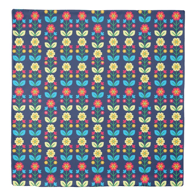 Colorful Floral Pattern Duvet Cover (Front)