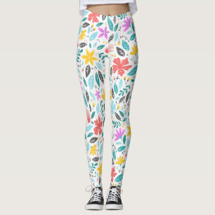 Colorful Floral Pattern Exercise Leggings