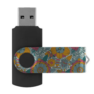 Colorful floral pattern flash drive