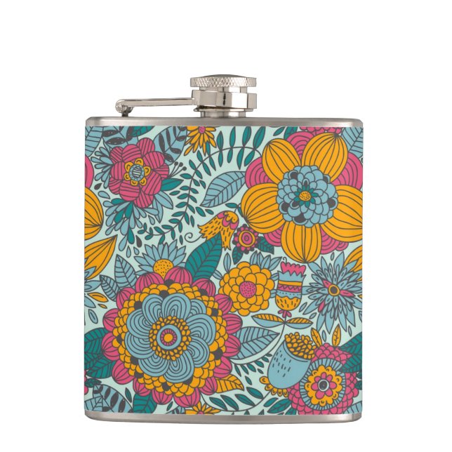 Colorful floral pattern flask (Front)