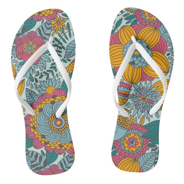Colorful floral pattern flip flops (Footbed)