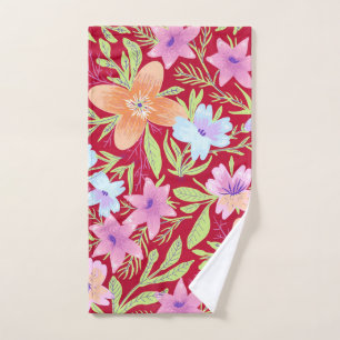 Colorful floral pattern hand towel