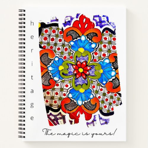 Colorful Floral Pattern Hispanic Heritage Message Notebook