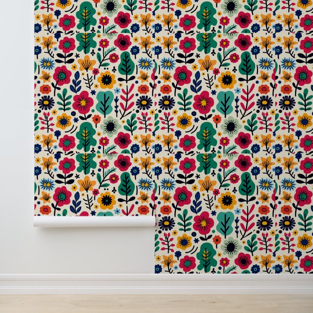 Colorful Floral Pattern Illustration Wallpaper (Application)