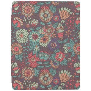 Colorful floral pattern in cartoon style iPad smart cover