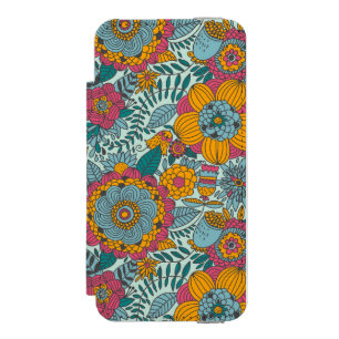 Colorful floral pattern wallet case for iPhone SE/5/5s