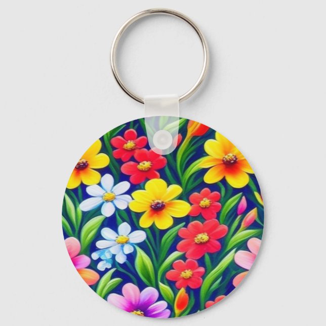 Colorful floral pattern keychain (Front)
