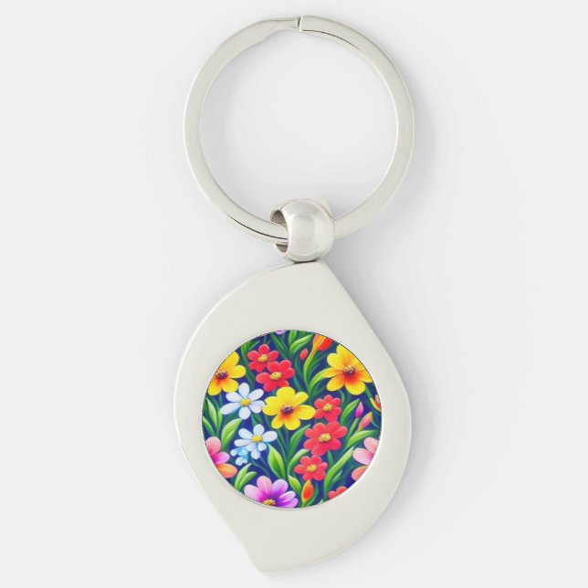 Colorful floral pattern keychain (Front)