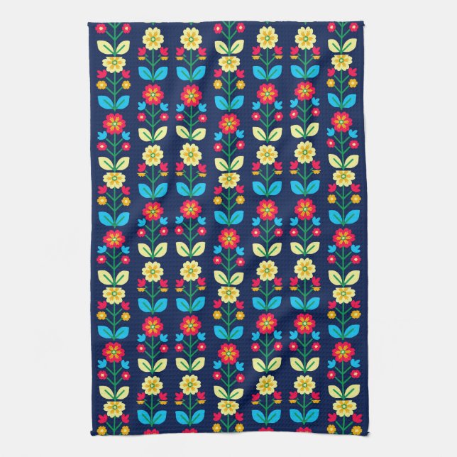 Colorful Floral Pattern Kitchen Towel (Vertical)