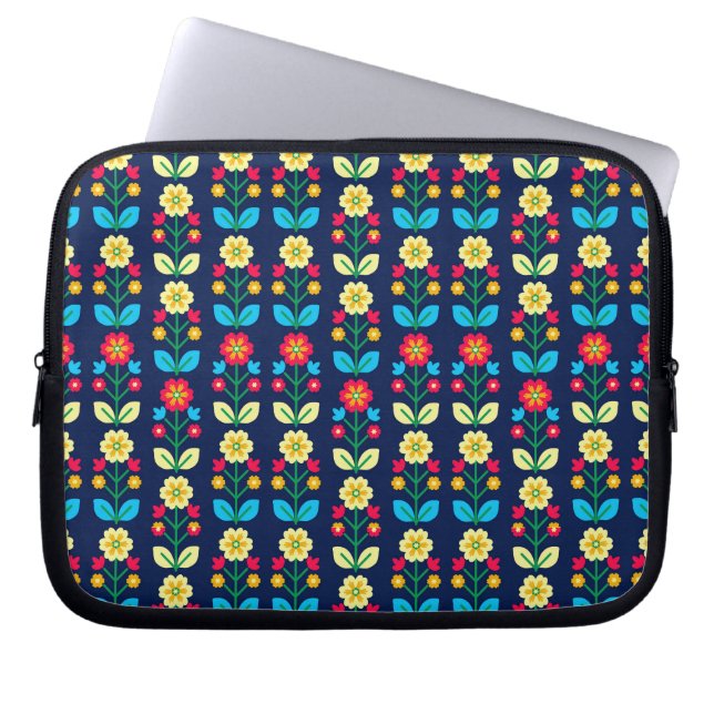 Colorful Floral Pattern Laptop Sleeve (Front)