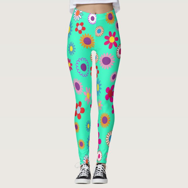 Colorful Floral Pattern Leggings (Front)