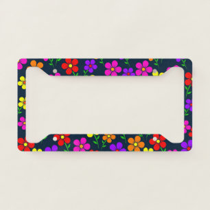 Colorful Floral Pattern License Plate Frame