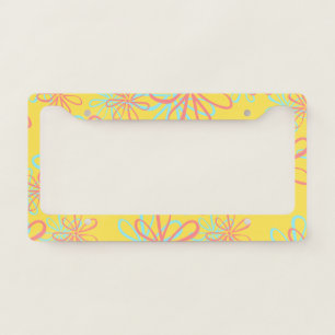 Colorful Floral Pattern License Plate Frame