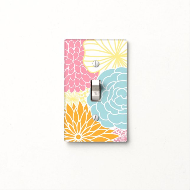 Colorful Floral Pattern Light Switch Cover (In Situ)