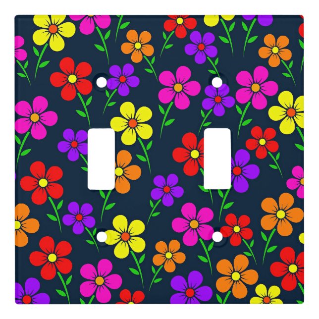 Colorful Floral Pattern Light Switch Cover (Front)