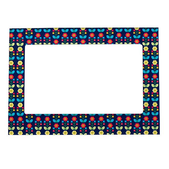 Colorful Floral Pattern Magnetic Frame (Front)