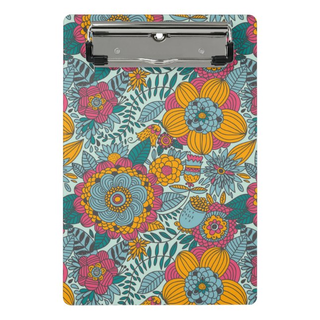 Colorful floral pattern mini clipboard (Front)