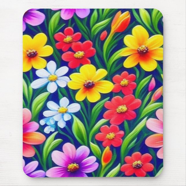 Colorful floral pattern mouse pad (Front)