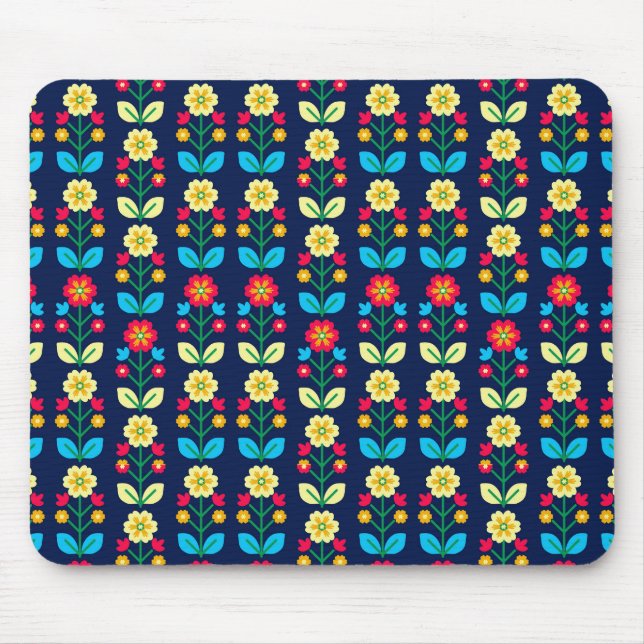 Colorful Floral Pattern Mouse Pad (Front)