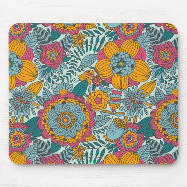 Colorful floral pattern mouse pad (Front)