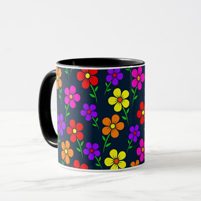 Colorful Floral Pattern Mug (Front Left)