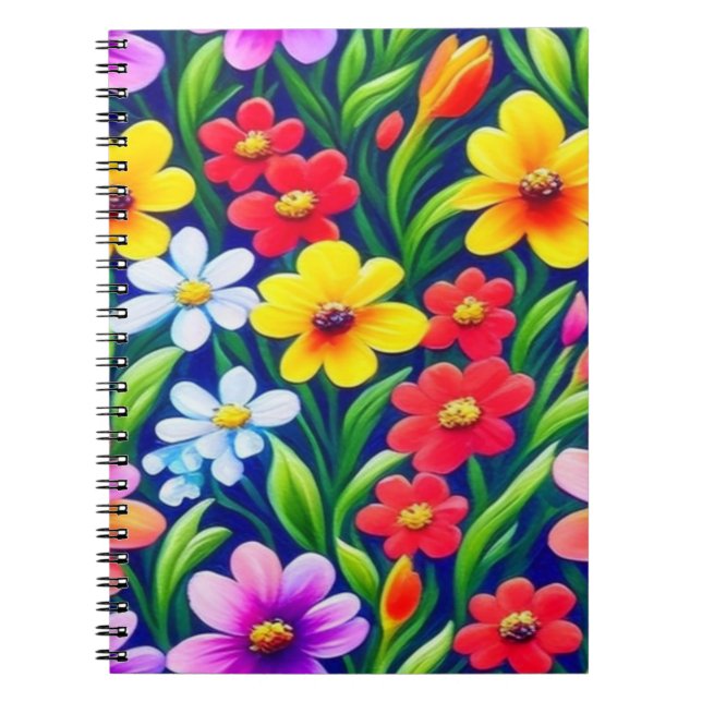 Colorful floral pattern notebook (Front)