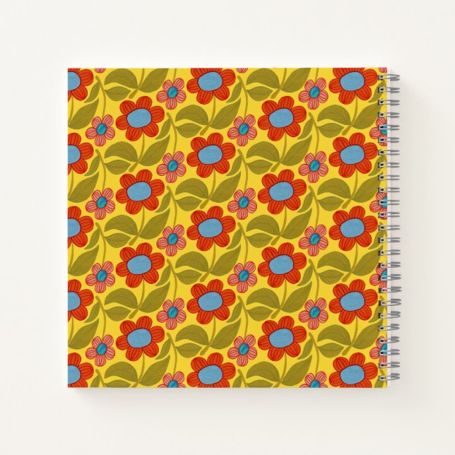 Colorful Floral Pattern Notebook (Back)