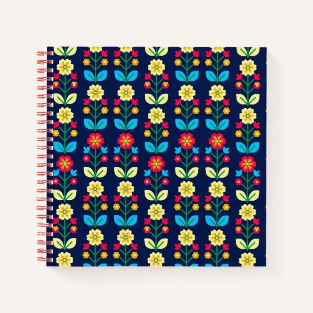 Colorful Floral Pattern Notebook (Front)