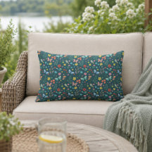 Colorful Floral Pattern Outdoor Lumbar Pillow