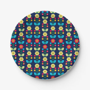 Colorful Floral Pattern Paper Plates