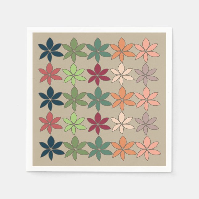 Colorful Floral Pattern Party Napkins (Front)