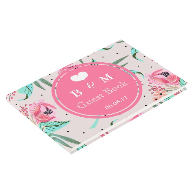 Colorful Floral Pattern Personalized Guestbook
