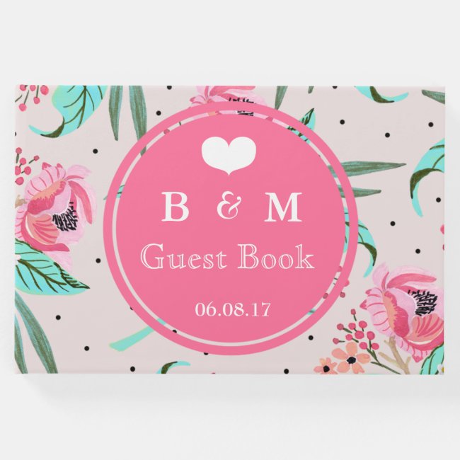 Colorful Floral Pattern Personalized Guestbook