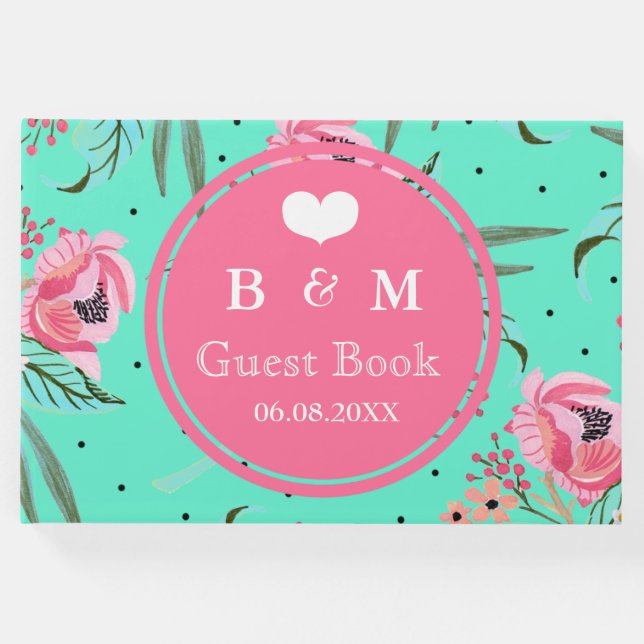 Colorful Floral Pattern Personalized Guestbook (Front)