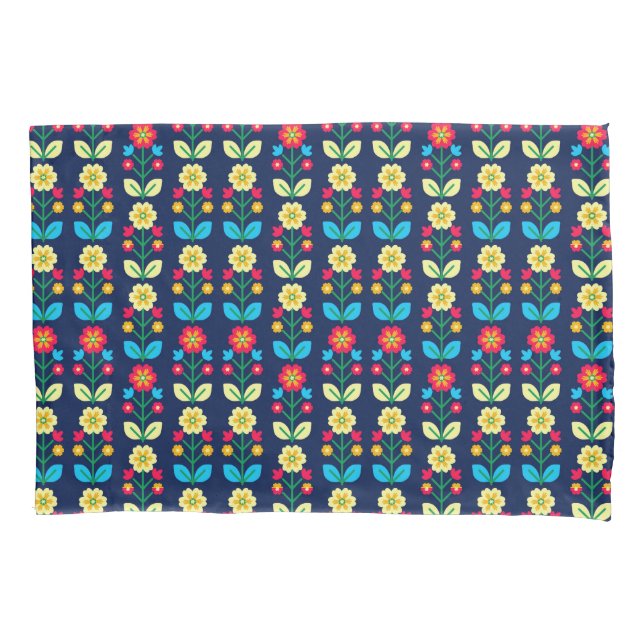 Colorful Floral Pattern Pillow Case (Front-Left)