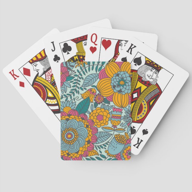 Colorful floral pattern poker cards (Back)