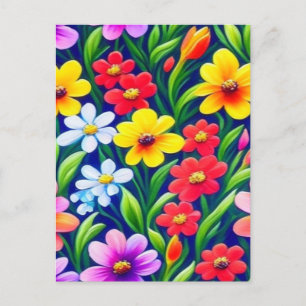 Colorful floral pattern postcard