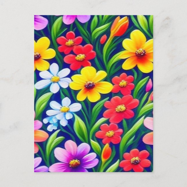 Colorful floral pattern postcard (Front)