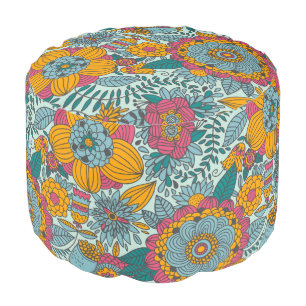 Colorful floral pattern pouf