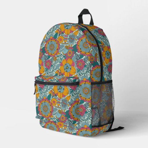 Colorful floral pattern printed backpack