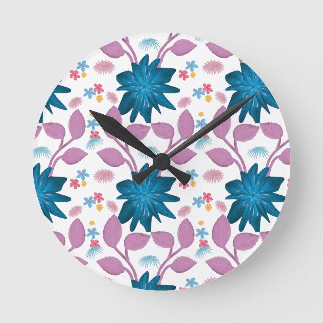 Colorful floral pattern  round clock (Front)