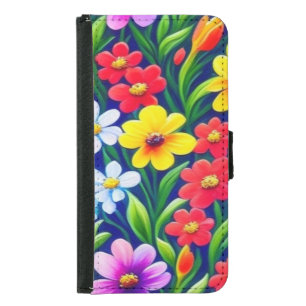 Colorful floral pattern samsung galaxy s5 wallet case