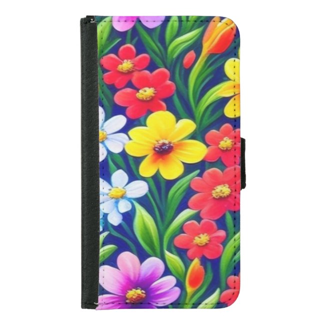 Colorful floral pattern samsung galaxy wallet case (Front)