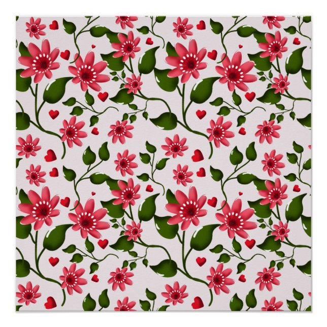 Colorful Floral Pattern Seamless Bright Flower  Poster (Front)