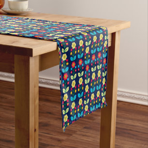 Colorful Floral Pattern Short Table Runner