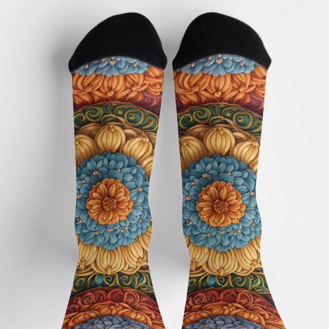 Colorful floral pattern socks (Top)