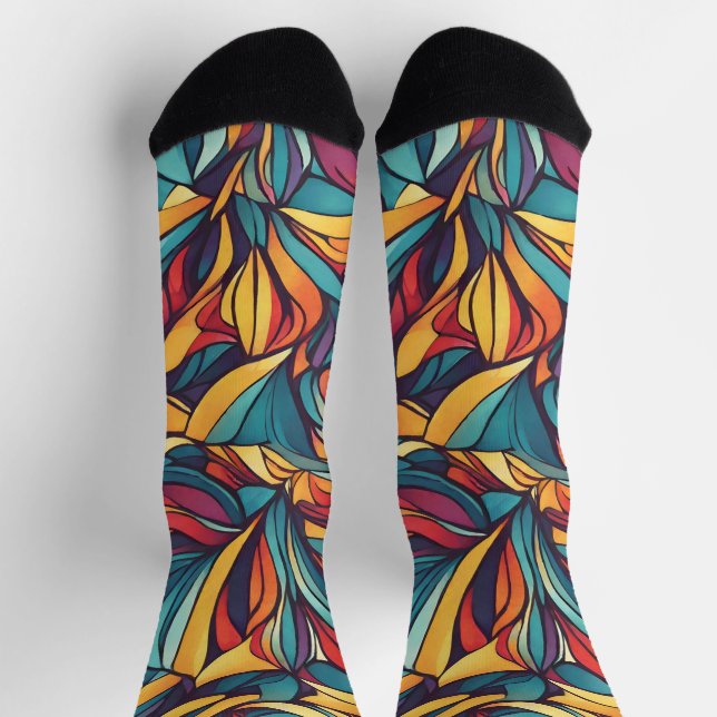 Colorful floral pattern socks (Top)