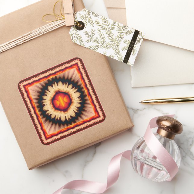Colorful floral pattern square sticker (Gifting)