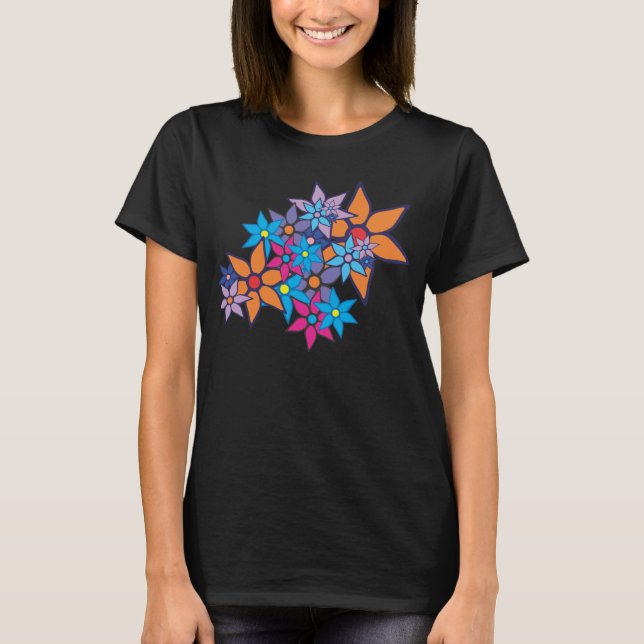 Colorful Floral Pattern T-Shirt (Front)